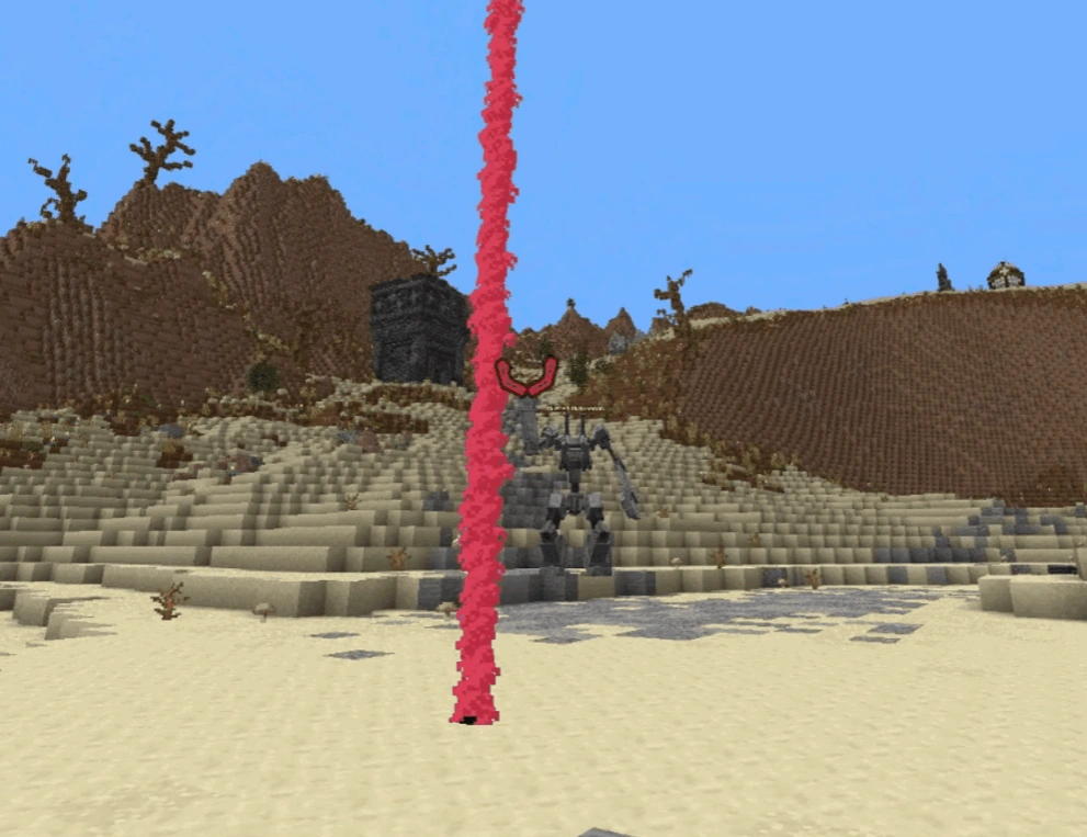 A raised and glowing claw paired with a pillar of red particles, indicating an incoming rocket