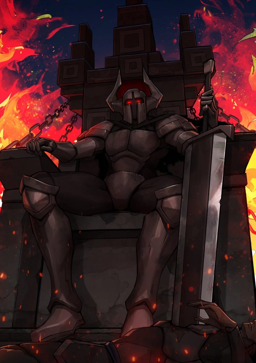 Fan art of Bloodlord Balthazar sitting upon his throne.