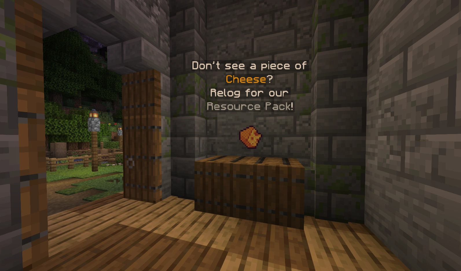 Check if you see this cheese in game, if you don't, then follow the next steps to get the resource pack!